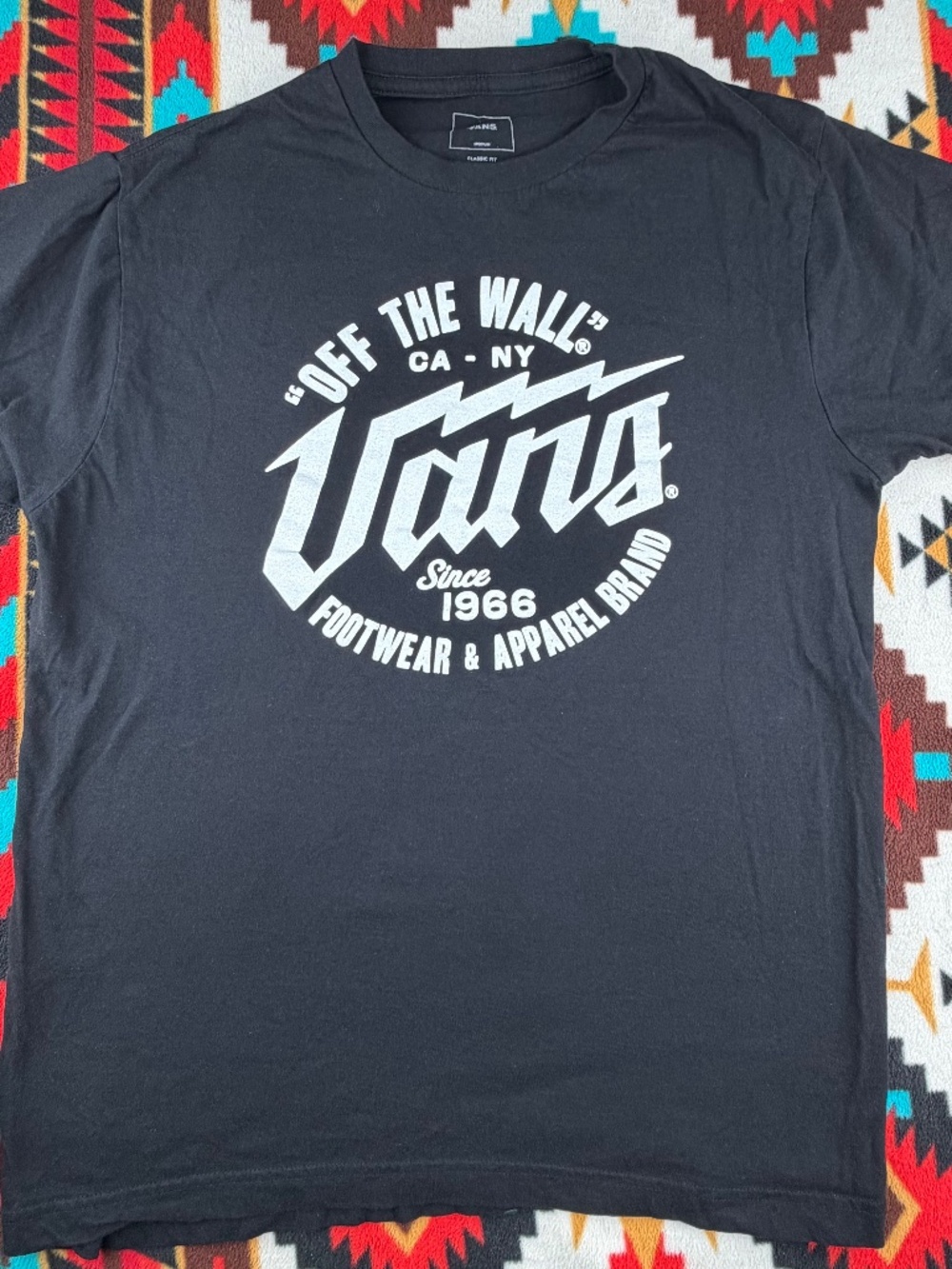 Vans Off The Wall T Shirt Medium Black Classic Fit Skate Logo Graphic Tee